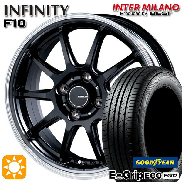 【取付対象】フィット アクア 185/60R15 84H グッドイヤー エフィシェントグリップ EG02 インターミラノ インフィニティ F10 BK/RP 15インチ 5.5J 4H100 サマータイヤホイールセット