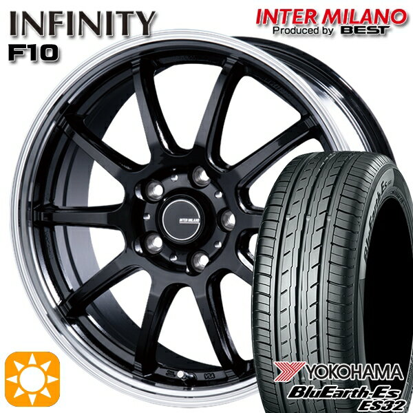 【取付対象】アイシス ノア 215/45R17 91V XL ヨコハマ ブルーアース ES32 インターミラノ インフィニティ F10 BK/RP 17インチ 7.0J 5H114.3 サマータイヤホイールセット