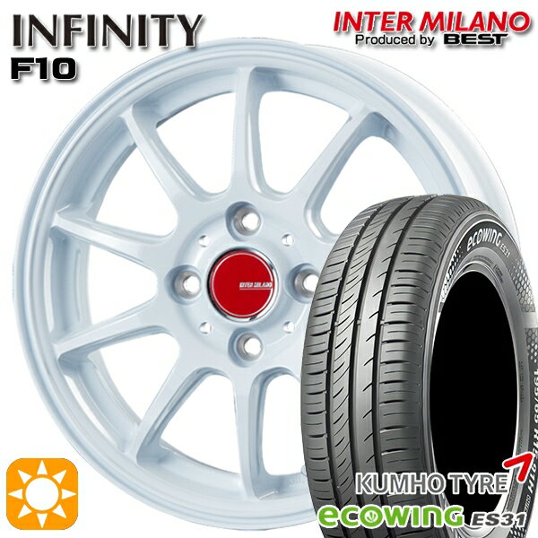 【取付対象】155/65R14 75T クムホ エコウィング ES31 インターミラノ インフィニティ F10 ホワイト 14インチ 4.5J 4H100 サマータイヤホイールセット