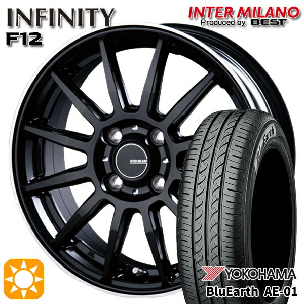 【取付対象】175/60R16 82H ヨコハマ ブルーアース AE01 インターミラノ インフィニティ F12 BK/FP 16インチ 6.0J 4H100 サマータイヤホイールセット