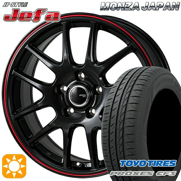 【取付対象】アイシス ノア/ヴォクシー 215/45R17 91W XL トーヨー プロクセス CF3 モンツァ JPスタイル ジェファ パールブラック/レッドライン 17インチ 7.0J 5H114.3 サマータイヤホイールセット