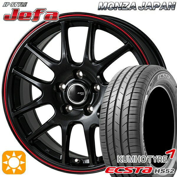 【取付対象】リーフ アクセラ 205/55R16 91V クムホ エクスタ HS52 モンツァ JPスタイル ジェファ パールブラック/レッドライン 16インチ 6.5J 5H114.3 サマータイヤホイールセット