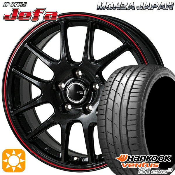【取付対象】225/45R18 95Y XL ハンコック veNtus S1 evo3 K127 モンツァ JPスタイル ジェファ パールブラック/レッドライン 18インチ 7.5J 5H114.3 サマータイヤホイールセット