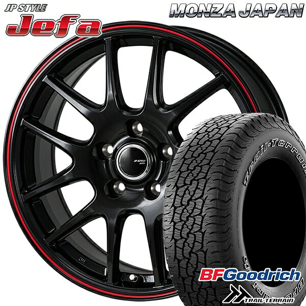 【取付対象】225/65R17 102T ORWL BFグッドリッチ トレールテレーン モンツァ JPスタイル ジェファ パールブラック/レッドライン 17インチ 7.0J 5H114.3 サマータイヤホイールセット