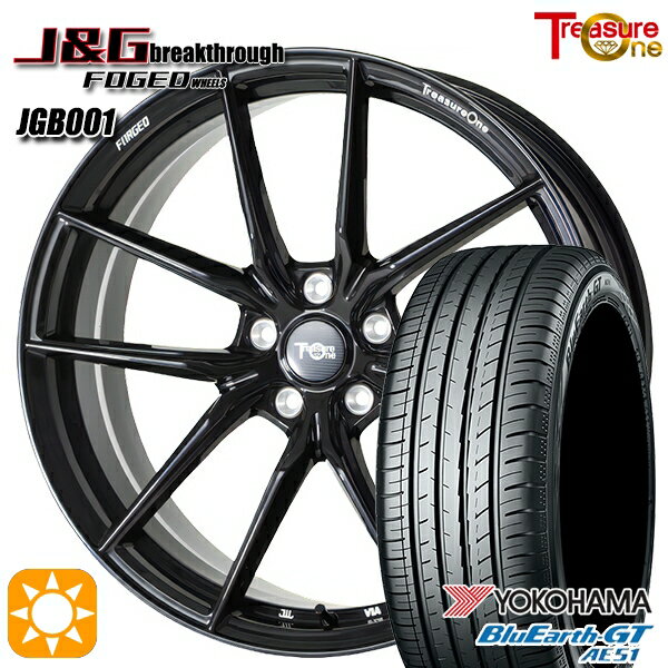 マーク2 エスクァイア 225/35R19 88W XL ヨコハマ ブルーアースGT AE51 トレジャーワン 鍛造 J&Gブレイクスルー JGB001 ブラック 19インチ 8.0J 5H114.3 サマータイヤホイールセット