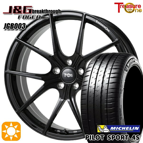 MINI (F55/F56/F57) 215/35R18 (84Y) XL ミシュラン パイロットスポーツ 4S トレジャーワン 鍛造 J&Gブレイクスルー JGB003 ブラック 18インチ 7.5J 5H112 サマータイヤホイールセット