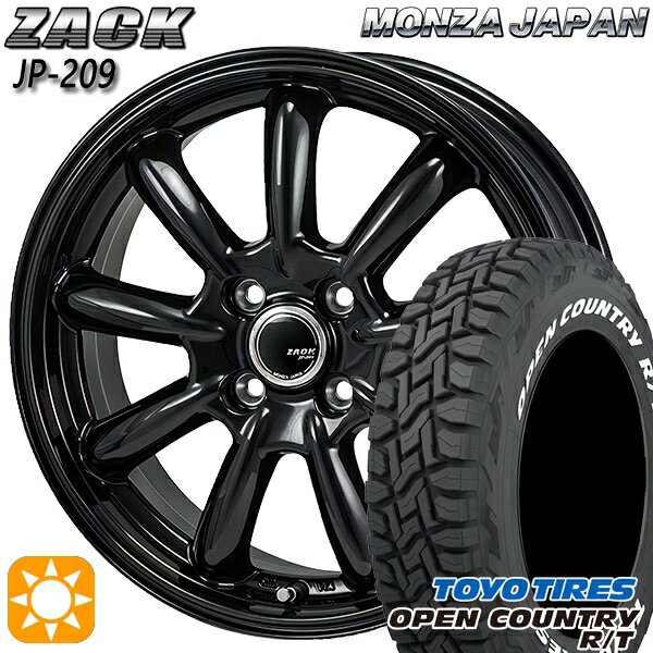【取付対象】155/65R14 75Q WL トーヨー オープンカントリー R/T ホワイトレター モンツァ ザック JP209 グロスブラック 14インチ 4.5J 4H100 サマータイヤホイールセット