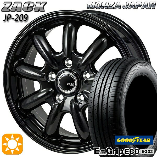 【取付対象】リーフ アクセラ 205/55R16 91V グッドイヤー エフィシェントグリップ EG02 モンツァ ザック JP209 グロスブラック 16インチ 6.5J 5H114.3 サマータイヤホイールセット