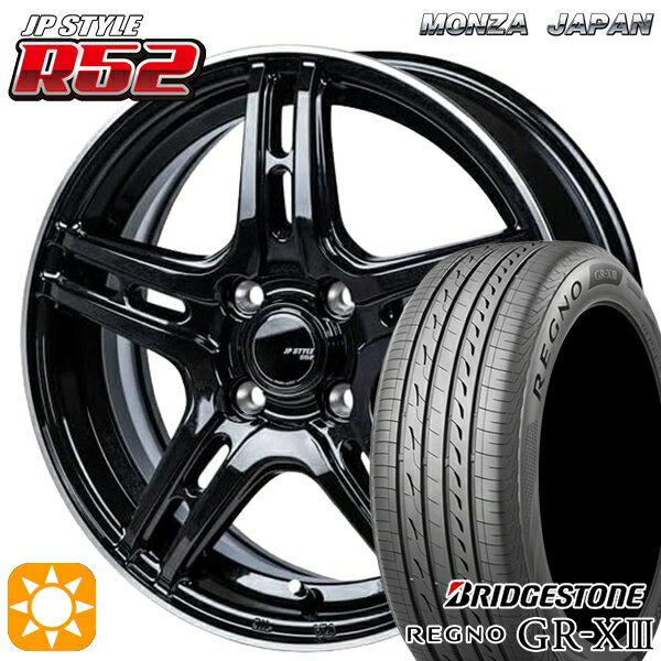 【取付対象】アクア デミオ 195/55R16 91V XL ブリヂストン レグノ GR-X3 モンツァ JPスタイル R52 16インチ 6.0J 4H100 サマータイヤホイールセット