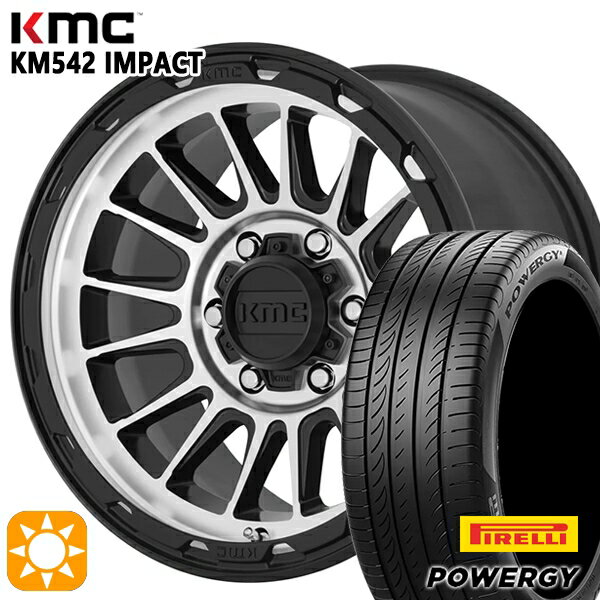 【取付対象】215/60R16 95H ピレリ パワジー KMC KM542 IMPACT SATINBLACK MACHINED 16インチ 7.0J 5H114.3 サマータイヤホイールセット