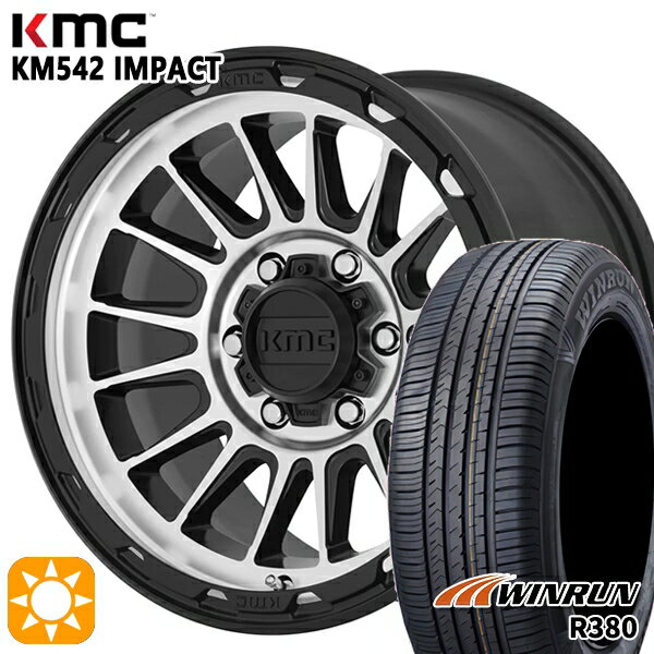 【取付対象】215/65R16 98H ウィンラン R380 KMC KM542 IMPACT SATINBLACK MACHINED 16インチ 7.0J 5H114.3 サマータイヤホイールセット