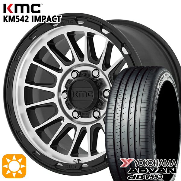 【取付対象】エスティマ ヤリスクロス 215/60R16 95V ヨコハマ アドバンデシベル V553 KMC KM542 IMPACT SATINBLACK MACHINED 16インチ 7.0J 5H114.3 サマータイヤホイールセット
