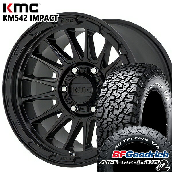 【取付対象】LT285/60R18 118/115S RWL BFグッドリッチ オールテレーン T/A KO2 KMC KM542 IMPACT サテンブラック 18インチ 9.0J 5H127 サマータイヤホイールセット