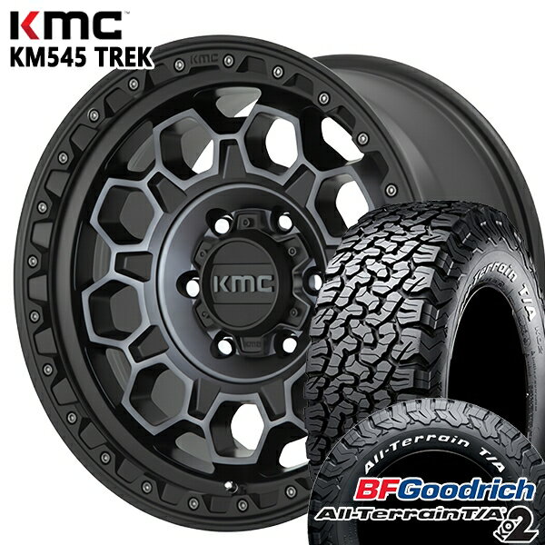 5/15ポイント5倍★LT245/65R17 111/108S RWL BFグッドリッチ オールテレーン T/A KO2 KMC KM545 TREK SATINBLACK WITH GREYTINT 17インチ 8.0J 5H114.3 サマータイヤホイールセット 1