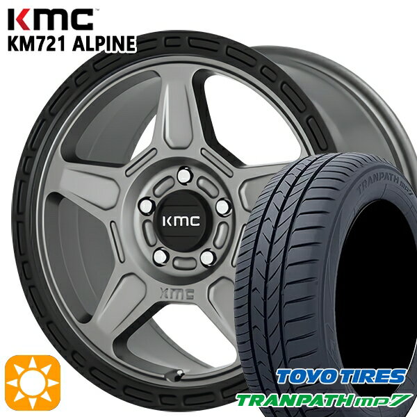 【取付対象】215/60R16 95H トーヨー トランパス mp7 KMC KM721 ALPINE SATINGRAY with BLACKLIP 16インチ 7.0J 5H114.3 サマータイヤホイールセット