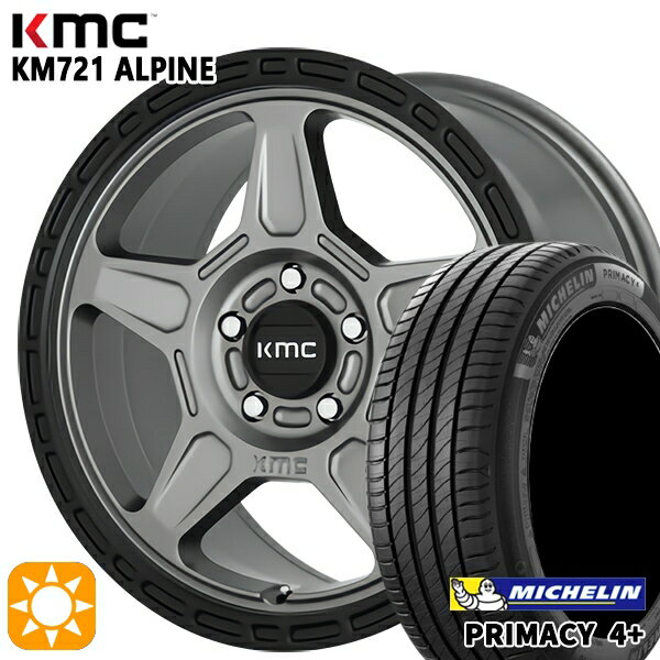 【取付対象】215/60R16 95H ミシュラン プライマシー4プラス KMC KM721 ALPINE SATINGRAY with BLACKLIP 16インチ 7.0J 5H114.3 サマータイヤホイールセット