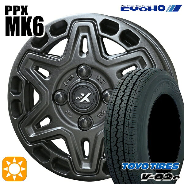 【取付対象】軽トラ 145/80R12 80/78N トーヨー V02E V-02E KYOHO PPX MK6 12インチ 3.5J 4H100 +45 サマータイヤホイールセット