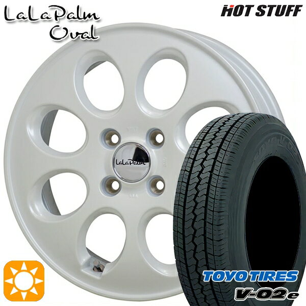 【取付対象】軽トラ 145/80R12 80/78N トーヨー V02E V-02E HotStuff ララパーム オーバル パールホワイト 12インチ 3.5J 4H100 サマータイヤホイールセット