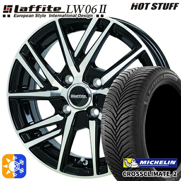 195/45R16 84V XL ミシュラン クロスクライメート2 HotStuff ラフィット LW06-2 BK/P 16インチ 6.0J 4H100 オールシーズンタイヤホイールセット