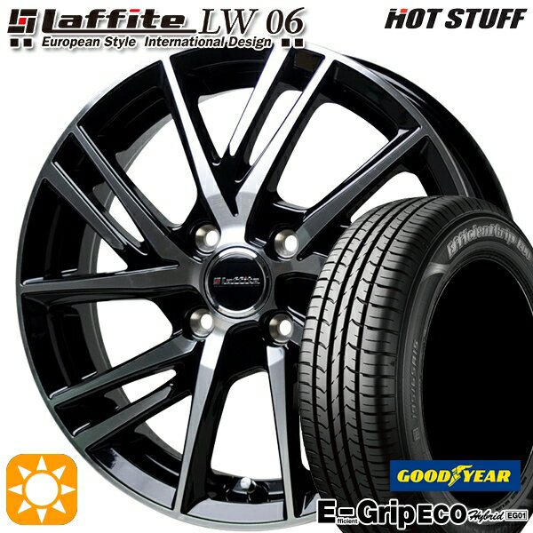 5/15ポイント5倍★145/80R13 75S グッドイヤー エフィシェントグリップ エコ EG01 HotStuff ラフィット LW-06 ブラックポリッシュ 13インチ 4.0J 4H100 サマータイヤホイールセット