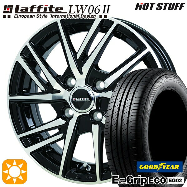 【取付対象】アクア クロスビー 185/55R16 83V グッドイヤー エフィシェントグリップ EG02 HotStuff ラフィット LW06-2 BK/P 16インチ 6.0J 4H100 サマータイヤホイールセット