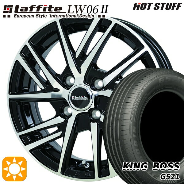 【取付対象】フィット アクア 185/60R15 84H キングボス G521 HotStuff ラフィット LW06-2 BK/P 15インチ 5.5J 4H100 サマータイヤホイールセット