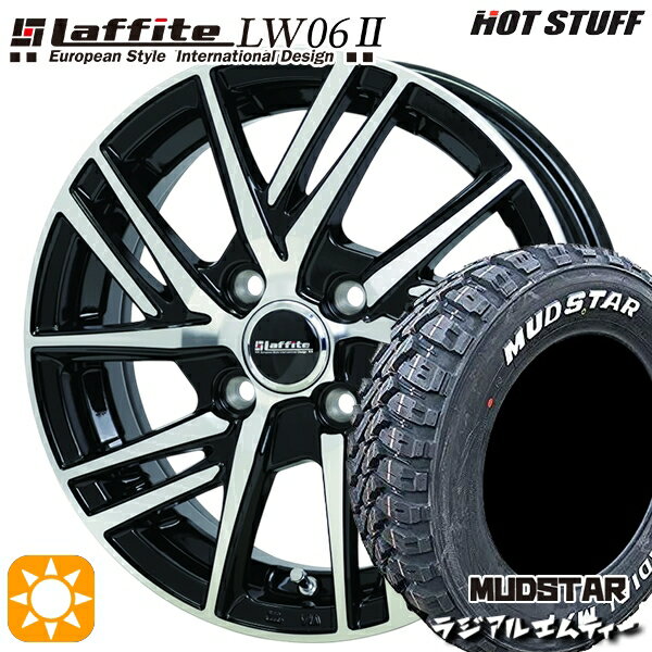 【取付対象】アクア クロスビー 175/60R16 82H マッドスター ラジアル M/T ホワイトレター HotStuff ラフィット LW06-2 BK/P 16インチ 6.0J 4H100 サマータイヤホイールセット