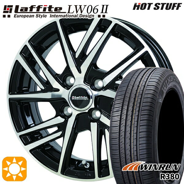 【取付対象】エブリィワゴン 165/60R14 75H ウィンラン R380 HotStuff ラフィット LW06-2 BK/P 14インチ 4.5J 4H100 サマータイヤホイールセット