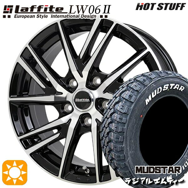 【取付対象】デリカD5 215/70R16 100T マッドスター ラジアル M/T ホワイトレター HotStuff ラフィット LW06-2 BK/P 16インチ 6.5J 5H114.3 サマータイヤホイールセット