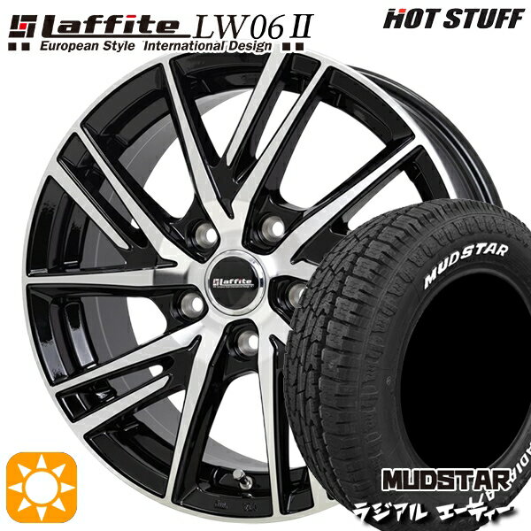 【取付対象】エルグランド クロスロード 215/65R16 109/107L マッドスター ラジアル A/T ホワイトレター HotStuff ラフィット LW06-2 BK/P 16インチ 6.5J 5H114.3 サマータイヤホイールセット