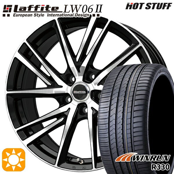 【取付対象】225/55R18 98V ウィンラン R330 HotStuff ラフィット LW06-2 BK/P 18インチ 8.0J 5H114.3 サマータイヤホイールセット