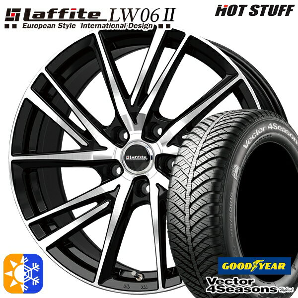 225/40R18 92H XL グッドイヤー ベクター フォーシーズンズ HotStuff ラフィット LW06-2 BK/P 18インチ 7.0J 5H114.3 オールシーズンタイヤホイールセット