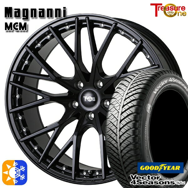 225/40R18 92H XL グッドイヤー ベクター フォーシーズンズ トレジャーワン マグナーニ MCM 18インチ 7.5J 5H114.3 ブラック オールシーズンタイヤホイールセット