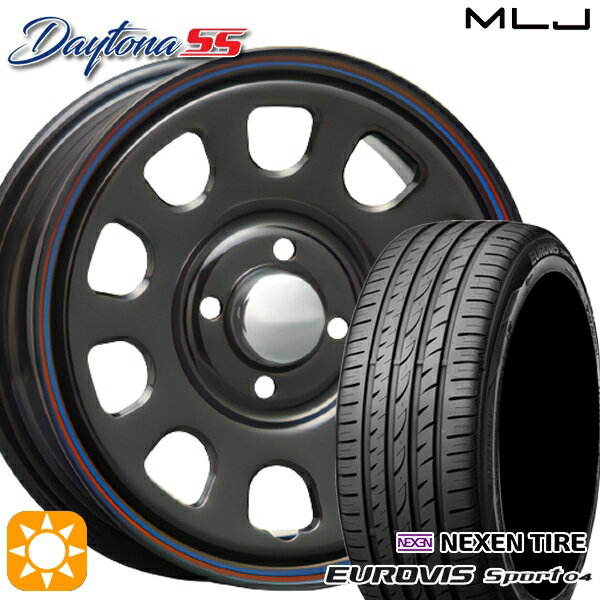 【取付対象】165/60R14 75H ロードストーン ユーロビズ Sport 04 MLJ デイトナ SS ブラック 14インチ 5.0J 4H100 サマータイヤホイールセット