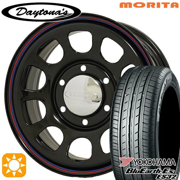 【取付対象】200系ハイエース 215/60R17 96H ヨコハマ ブルーアース ES32 MRT DAYTONA'S デイトナズ ブラック 17インチ 6.5J 6H139.7 サマータイヤホイールセット