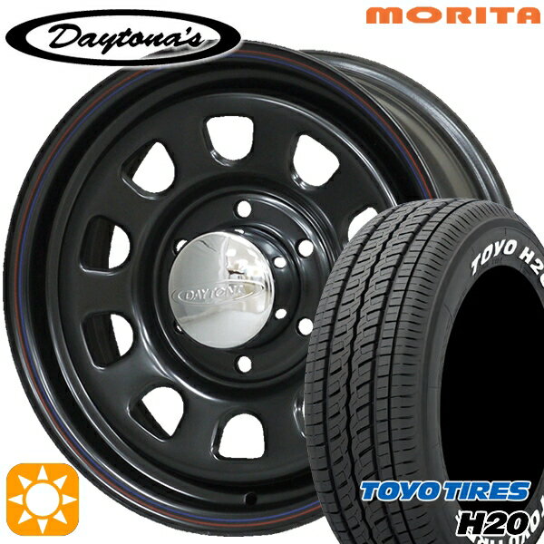 200系ハイエース 215/60R17C 109/107R トーヨー (TOYO) H20 ホワイトレター MRT デイトナS 17インチ 6.5J 6H139.7 ブラック 新品 サマータイヤホイール 4本セット 送料無料