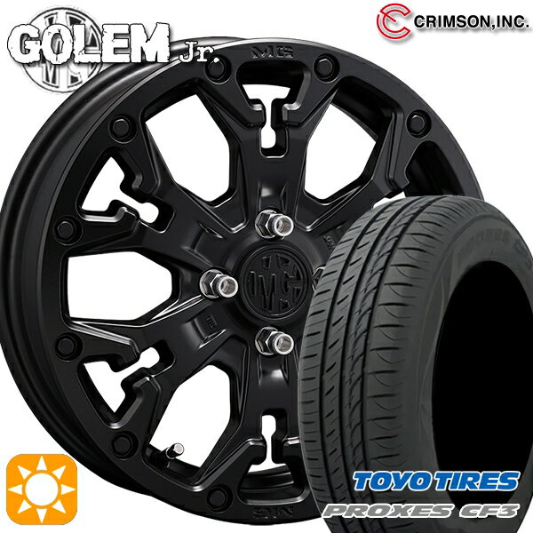 【取付対象】165/60R14 75H トーヨー プロクセス CF3 クリムソン MG ゴーレムJr. マットブラック 14インチ 4.5J 4H100 +43 サマータイヤホイールセット