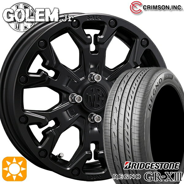 【取付対象】155/65R14 75H ブリヂストン レグノ GR-X3 クリムソン MG ゴーレムJr. マットブラック 14インチ 4.5J 4H100 +43 サマータイヤホイールセット