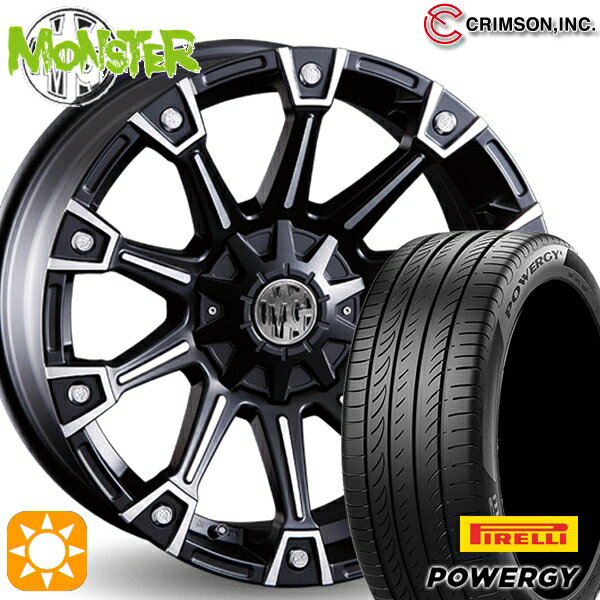 【取付対象】215/60R16 95H ピレリ パワジー クリムソン MG モンスター ブラックポリッシュ 16インチ 7.0J 10H114.3/127 サマータイヤホイールセット