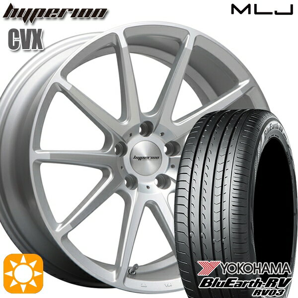 【取付対象】ヴェゼル レガシィ 225/60R18 100H ヨコハマ ブルーアース RV03 MLJ ハイペリオン CVX セミグロスポリッシュ/シルバー 18インチ 8.0J 5H114.3 サマータイヤホイールセット