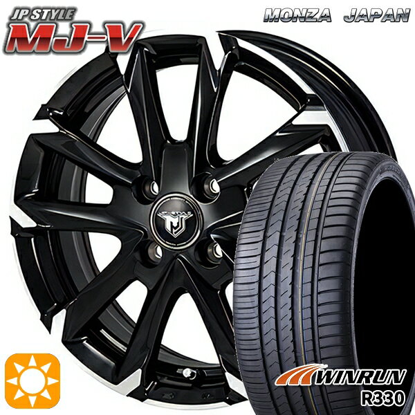【取付対象】195/45R16 84V XL ウィンラン R330 モンツァ JPスタイル MJ-V ブラックメタリック/ポリッシュ 16インチ 6.0J 4H100 サマータイヤホイールセット