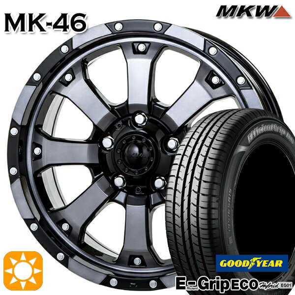 【取付対象】エスティマ ヤリスクロス 215/60R16 95H グッドイヤー エフィシェントグリップ エコ EG01 MKW MK-46 ダイヤカットグラファイトクリア 16インチ 7.0J 5H114.3 サマータイヤホイールセット