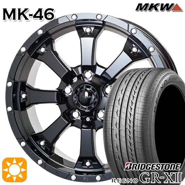 5/15ポイント5倍★215/45R17 91W XL ブリヂストン レグノ GRX2 MKW MK-46 グロスブラック 17インチ 7.5J 5H114.3 サマータイヤホイールセット