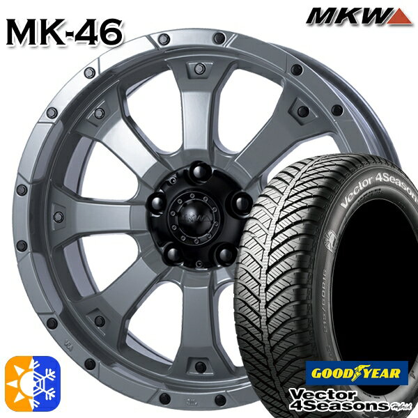 205/60R16 92H グッドイヤー ベクター フォーシーズンズ MKW MK-46 ヘルキャット 16インチ 7.0J 5H114.3 オールシーズンタイヤホイールセット