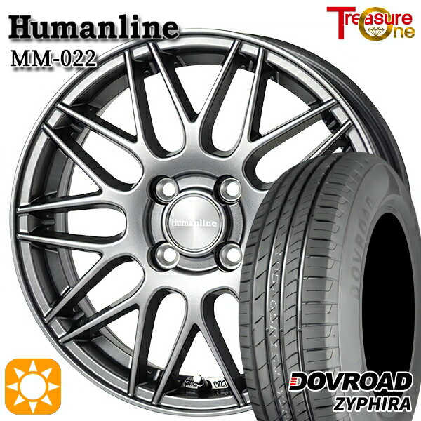 【取付対象】N-BOX ウェイク 165/55R15 75V DOVROAD ザイファイラ トレジャーワン ヒューマンライン MM022 ダークグレー 15インチ 4.5J 4H100 サマータイヤホイールセット