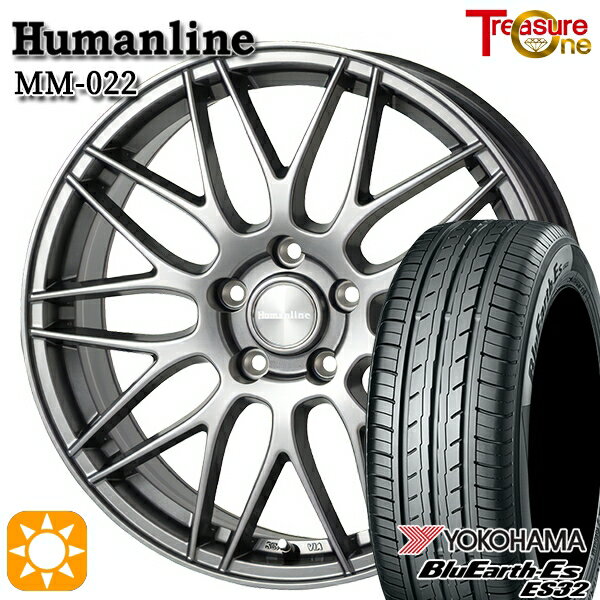 【取付対象】225/50R17 94V ヨコハマ ブルーアース ES32 トレジャーワン ヒューマンライン MM022 ダークグレー 17インチ 7.0J 5H114.3 サマータイヤホイールセット