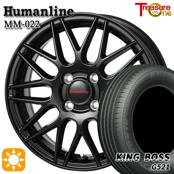 【取付対象】マツダ2 ノート 185/65R15 88H キングボス G521 トレジャーワン ヒューマンライン MM022 ブラック 15インチ 5.5J 4H100 サマータイヤホイールセット