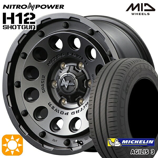 【取付対象】200系ハイエース 215/65R16C 109/107T ミシュラン アジリス3 MID ナイトロパワー H12ショットガン バレルブラック 16インチ 6.5J 6H139.7 サマータイヤホイールセット