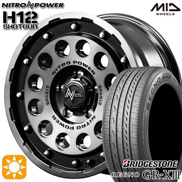 【取付対象】エスティマ ヤリスクロス 215/60R16 95V ブリヂストン レグノ GR-X3 MID ナイトロパワー H12ショットガン ブラッククリア/マシニング 16インチ 7.0J 5H114.3 サマータイヤホイールセット