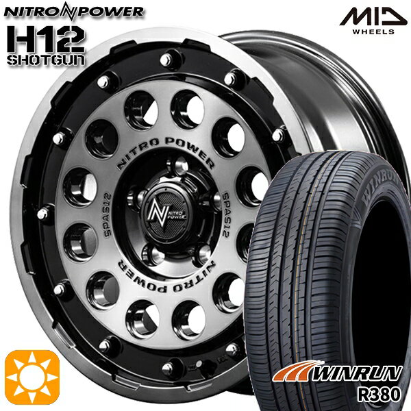 【取付対象】エスティマ ヤリスクロス 215/60R16 95H ウィンラン R380 MID ナイトロパワー H12ショットガン ブラッククリア/マシニング 16インチ 7.0J 5H114.3 サマータイヤホイールセット